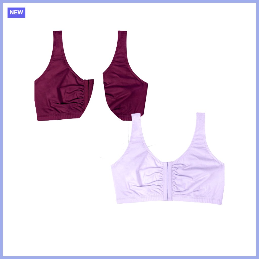 Front Close Built-Up Sports Bra, Cotton Spandex, Wire Free, 3-Pack